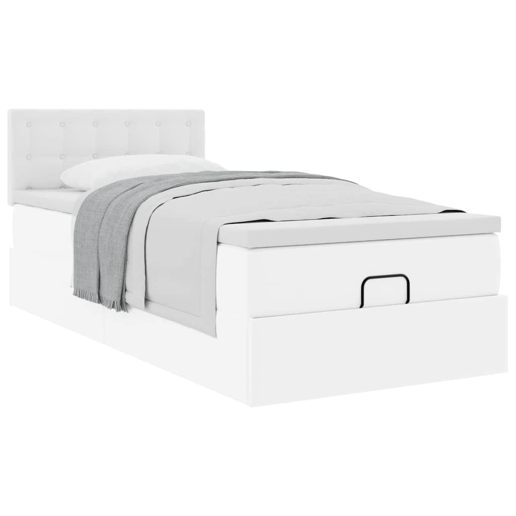 Letto Pouf con Materasso Bianco 90x190 cm Similpelle | homemem39