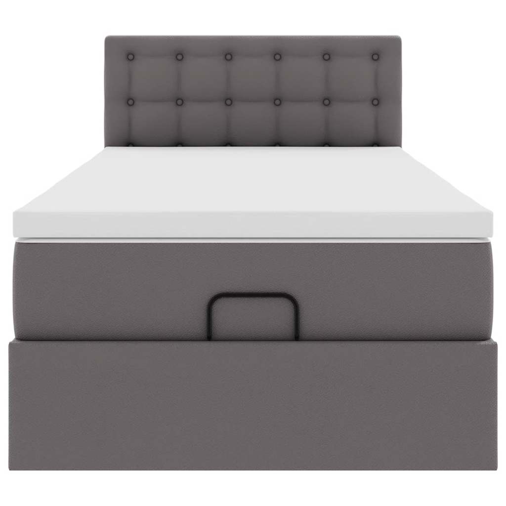 Letto Pouf con Materasso Grigio 90x190 cm Similpelle | homemem39