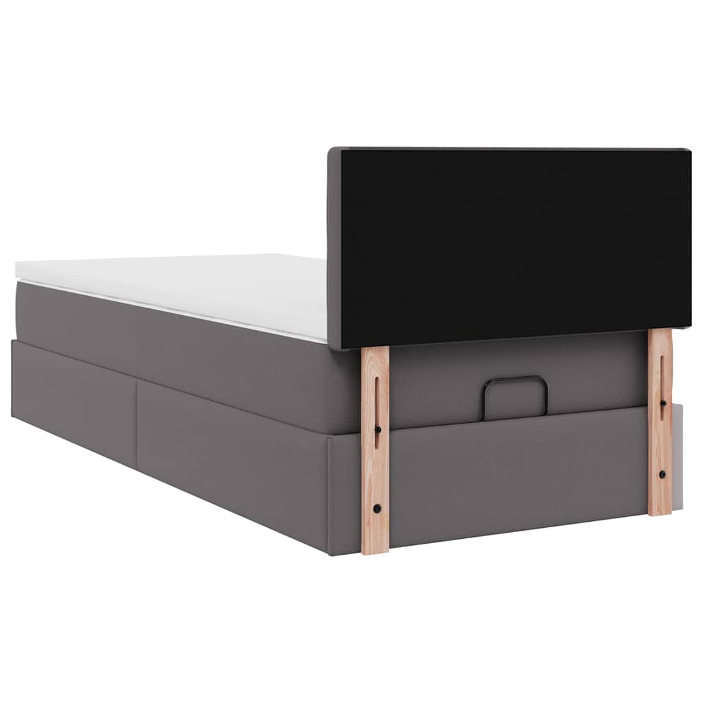 Letto Pouf con Materasso Grigio 90x190 cm Similpelle | homemem39
