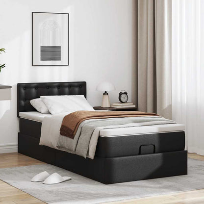 Letto Pouf con Materasso Nero 90x200 cm Similpelle | homemem39