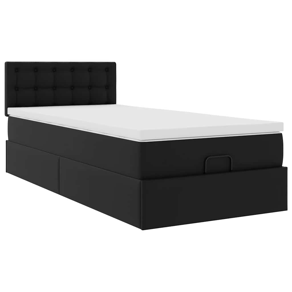 Letto Pouf con Materasso Nero 90x200 cm Similpelle | homemem39