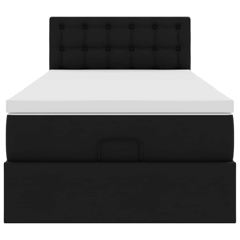 Letto Pouf con Materasso Nero 90x200 cm Similpelle | homemem39