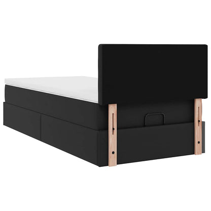 Letto Pouf con Materasso Nero 90x200 cm Similpelle | homemem39
