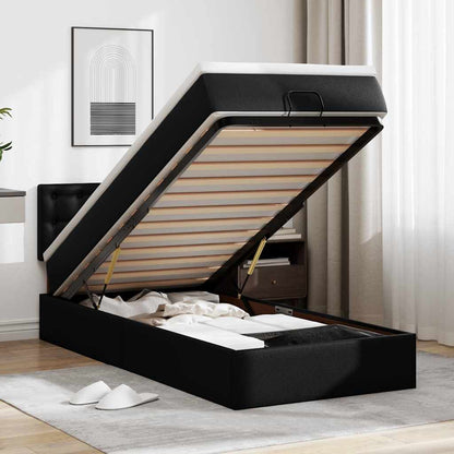 Letto Pouf con Materasso Nero 90x200 cm Similpelle | homemem39
