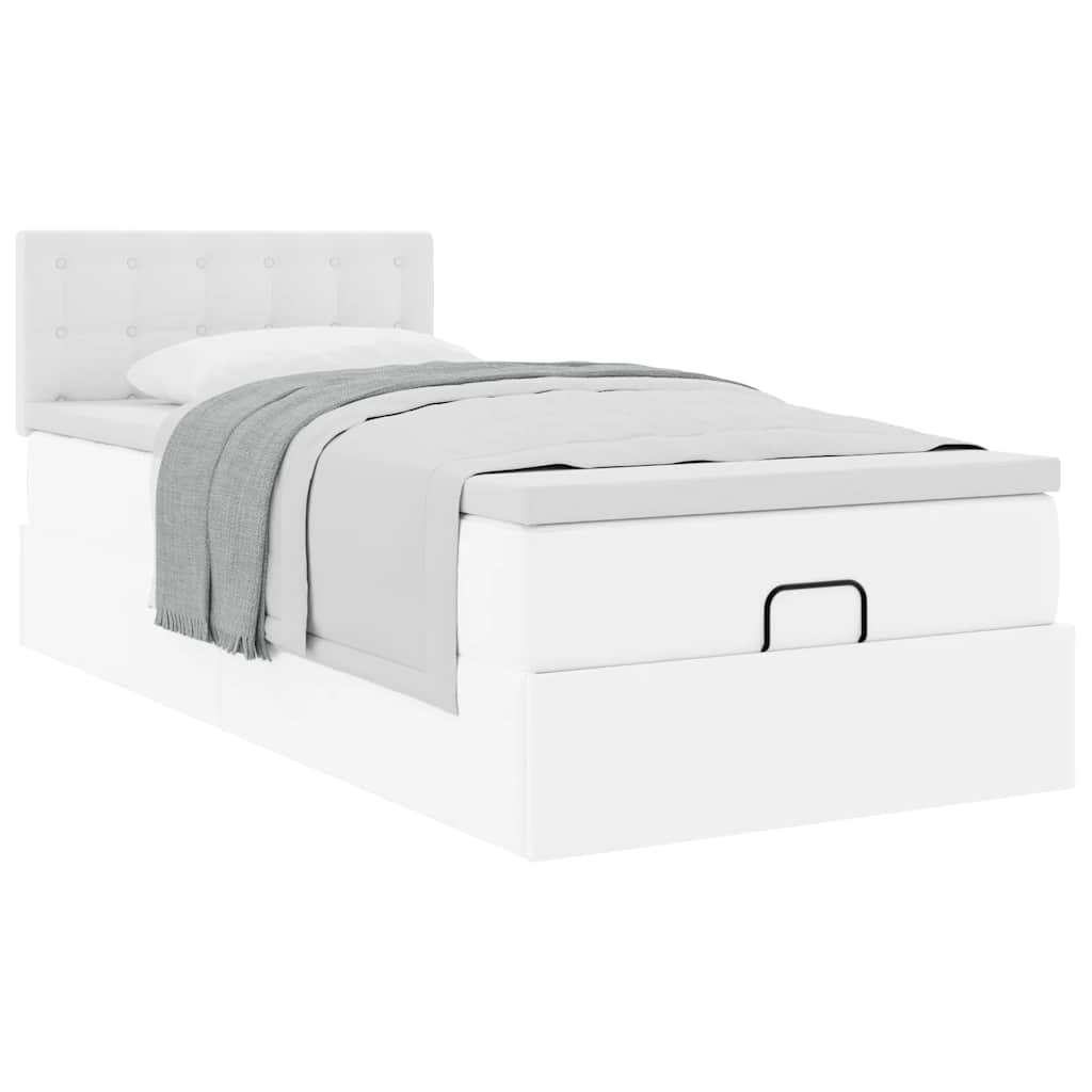 Letto Pouf con Materasso Bianco 90x200 cm Similpelle | homemem39