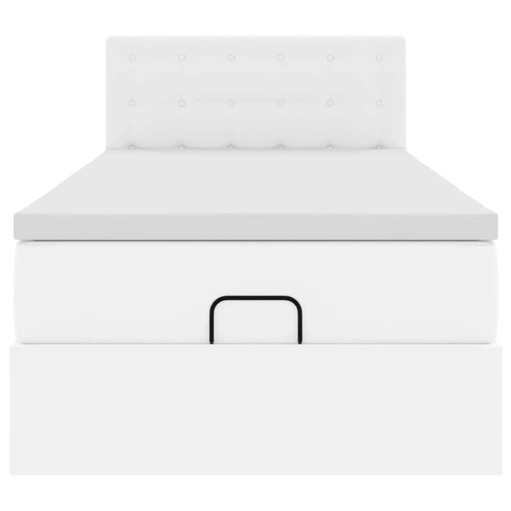 Letto Pouf con Materasso Bianco 90x200 cm Similpelle