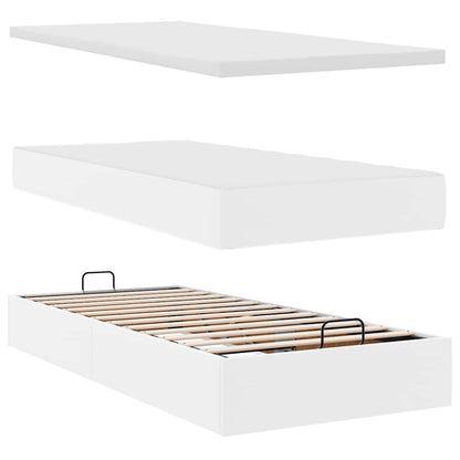 Letto Pouf con Materasso Bianco 90x200 cm Similpelle | homemem39