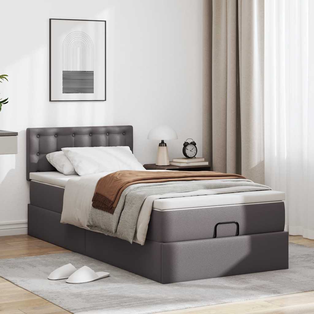 Letto Pouf con Materasso Grigio 90x200 cm Similpelle | homemem39
