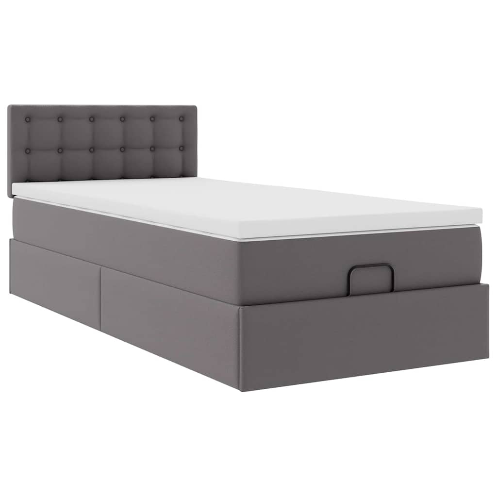 Letto Pouf con Materasso Grigio 90x200 cm Similpelle | homemem39