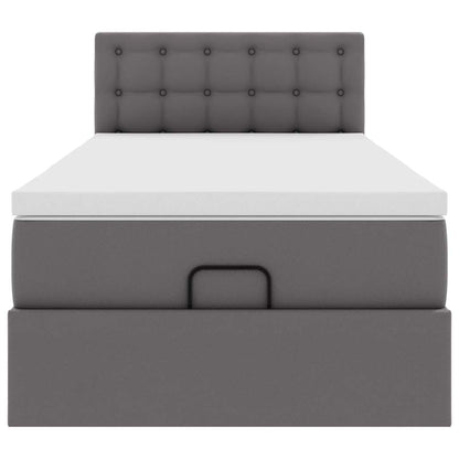 Letto Pouf con Materasso Grigio 90x200 cm Similpelle | homemem39