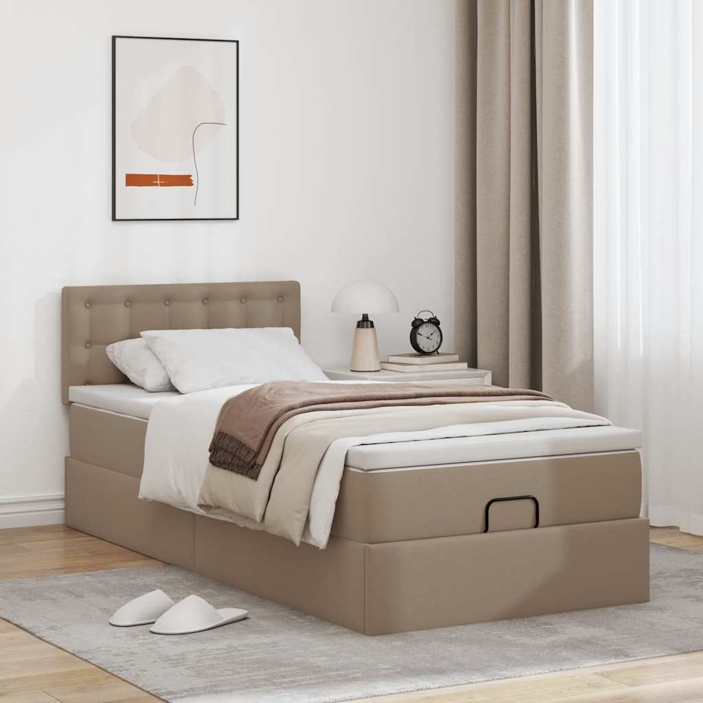 Letto Pouf con Materasso Cappucino 90x200 cm Similpelle | homemem39