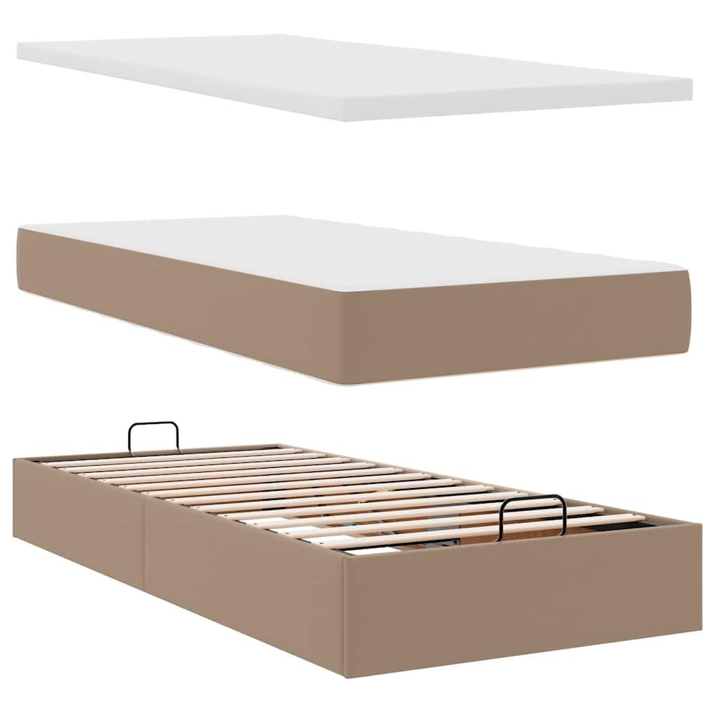 Letto Pouf con Materasso Cappucino 90x200 cm Similpelle | homemem39