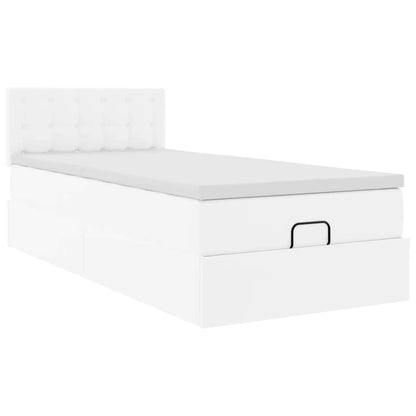 Letto Pouf con Materasso Bianco 100x200 cm Similpelle