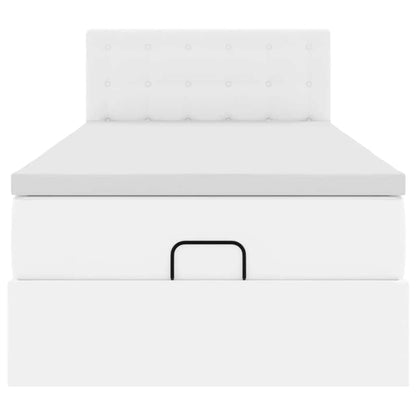 Letto Pouf con Materasso Bianco 100x200 cm Similpelle