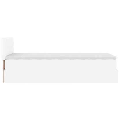 Letto Pouf con Materasso Bianco 100x200 cm Similpelle