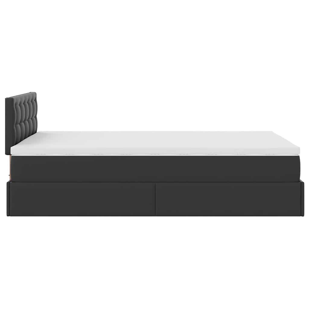 Struttura Letto Pouf con Materasso Nero 120x190 cm Similpelle | homemem39