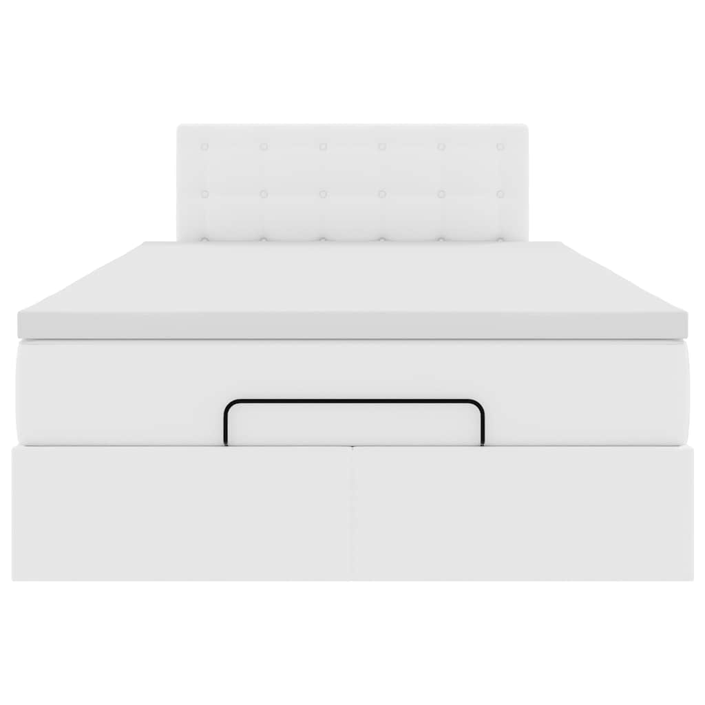 Struttura Letto Pouf con Materasso Bianco 120x190 cm Similpelle