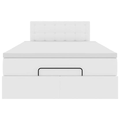 Struttura Letto Pouf con Materasso Bianco 120x190 cm Similpelle