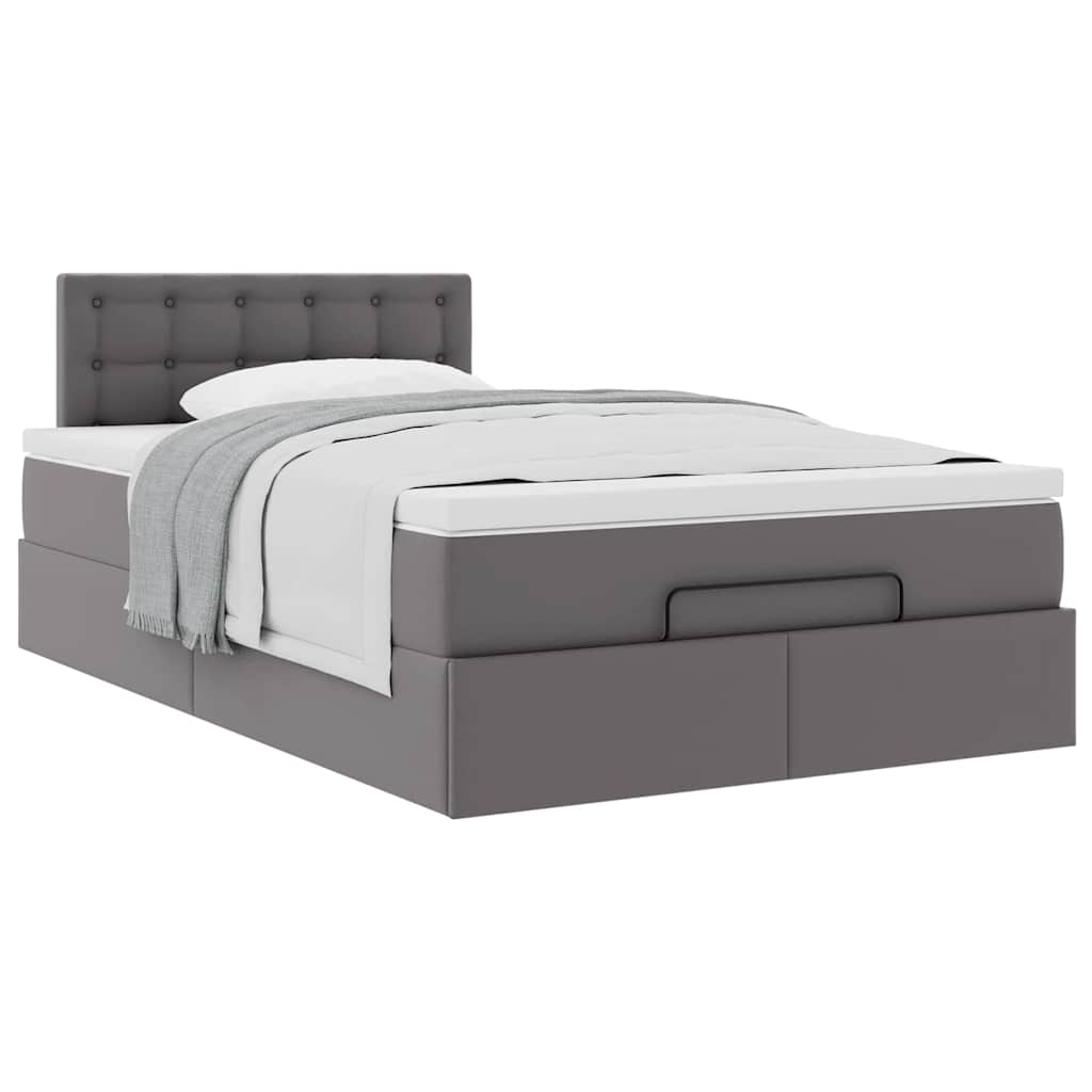 Struttura Letto Pouf con Materasso Grigio 120x190 cm Similpelle | homemem39