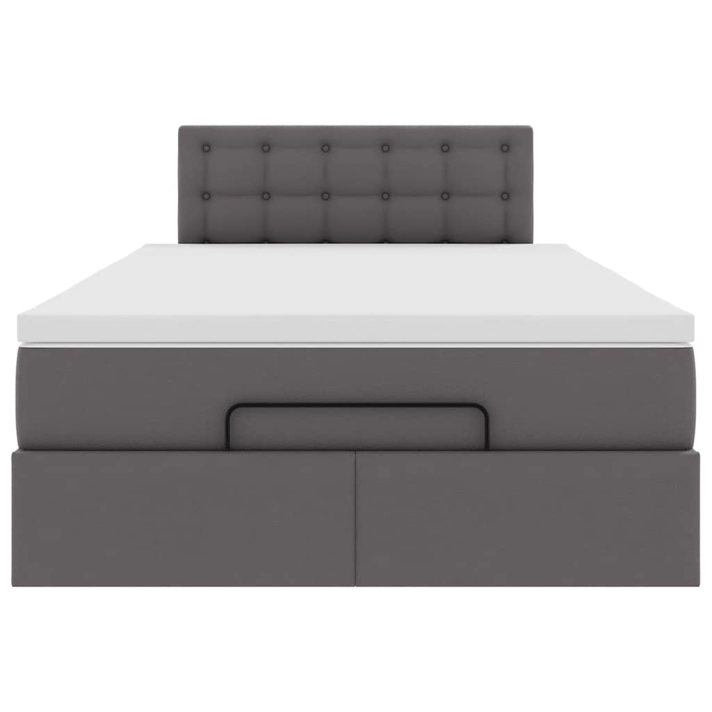 Struttura Letto Pouf con Materasso Grigio 120x190 cm Similpelle | homemem39