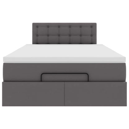 Struttura Letto Pouf con Materasso Grigio 120x190 cm Similpelle | homemem39
