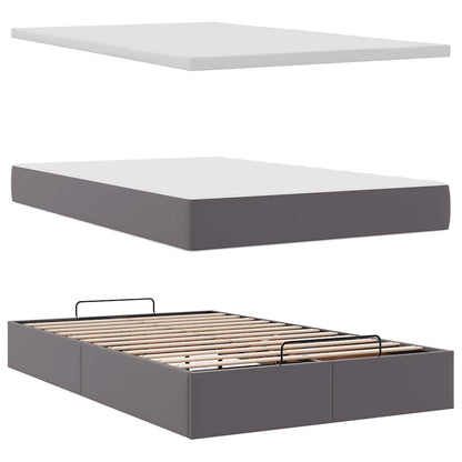 Struttura Letto Pouf con Materasso Grigio 120x190 cm Similpelle | homemem39