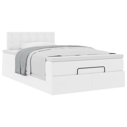 Struttura Letto Pouf con Materasso Bianco 120x200 cm Similpelle | homemem39