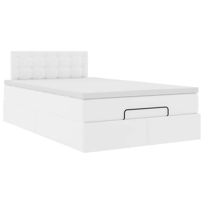 Struttura Letto Pouf con Materasso Bianco 120x200 cm Similpelle | homemem39