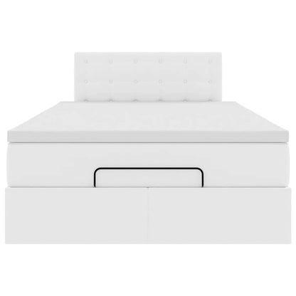 Struttura Letto Pouf con Materasso Bianco 120x200 cm Similpelle | homemem39