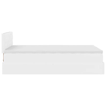 Struttura Letto Pouf con Materasso Bianco 120x200 cm Similpelle | homemem39