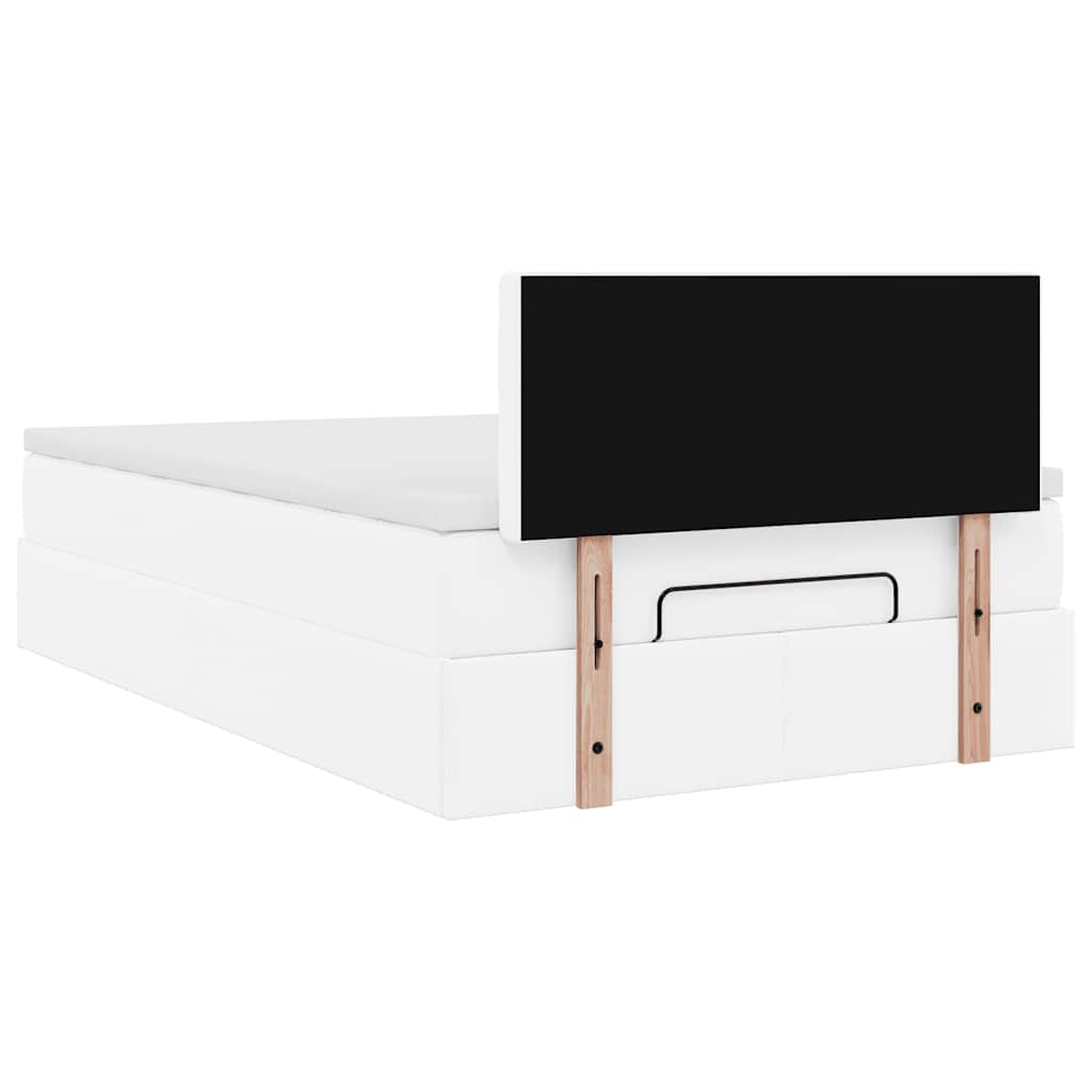 Struttura Letto Pouf con Materasso Bianco 120x200 cm Similpelle | homemem39