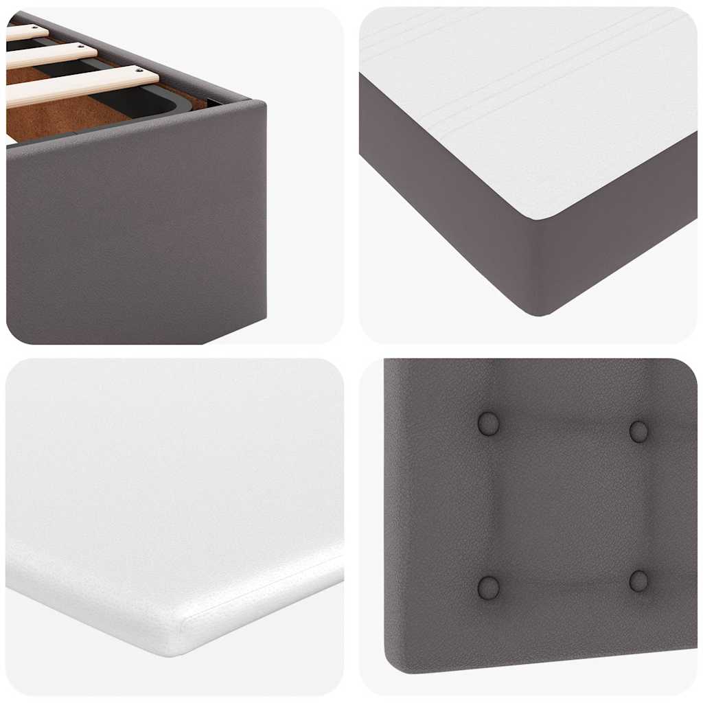 Struttura Letto Pouf con Materasso Grigio 120x200 cm Similpelle