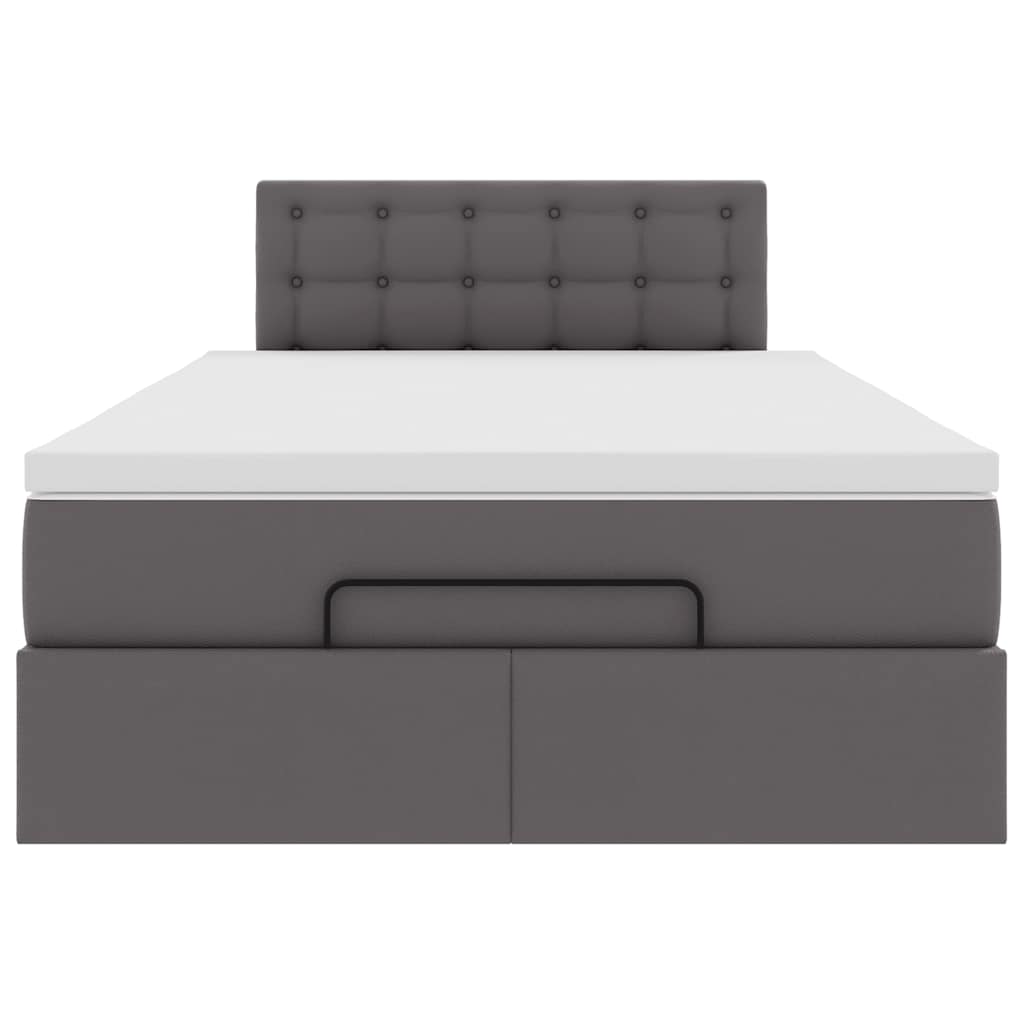Struttura Letto Pouf con Materasso Grigio 120x200 cm Similpelle
