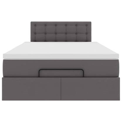 Struttura Letto Pouf con Materasso Grigio 120x200 cm Similpelle