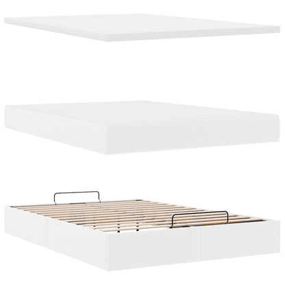 Struttura Letto Pouf con Materasso Bianco 140x190 cm Similpelle