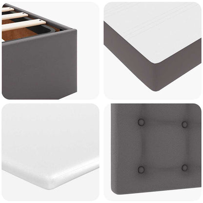 Struttura Letto Pouf con Materasso Grigio 140x190 cm Similpelle