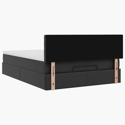 Struttura Letto Pouf con Materasso Nero 140x200 cm Similpelle - homemem39