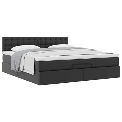 Struttura Letto Pouf con Materasso Nero 160x200 cm Similpelle | homemem39