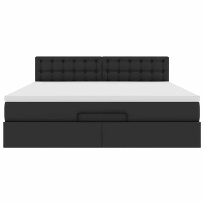 Struttura Letto Pouf con Materasso Nero 160x200 cm Similpelle | homemem39