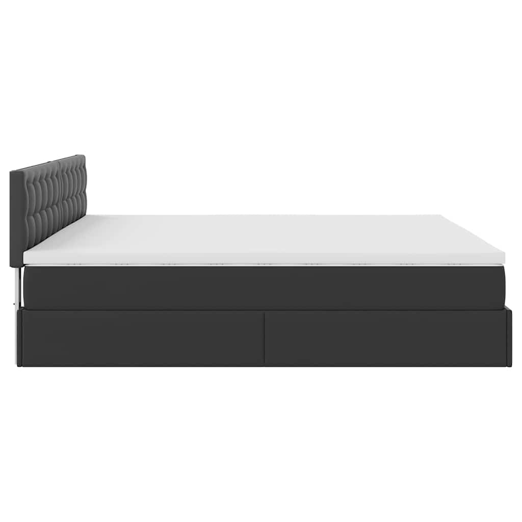 Struttura Letto Pouf con Materasso Nero 160x200 cm Similpelle | homemem39