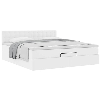 Struttura Letto Pouf con Materasso Bianco 180x200 cm Similpelle | homemem39