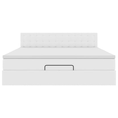 Struttura Letto Pouf con Materasso Bianco 180x200 cm Similpelle | homemem39