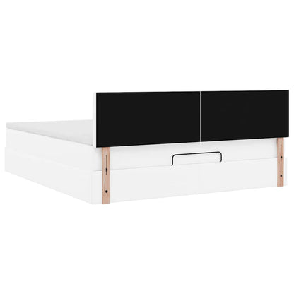 Struttura Letto Pouf con Materasso Bianco 180x200 cm Similpelle | homemem39