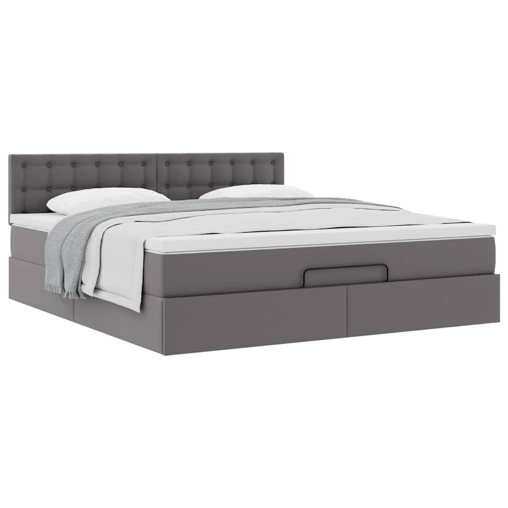 Struttura Letto Pouf con Materasso Grigio 180x200 cm Similpelle | homemem39