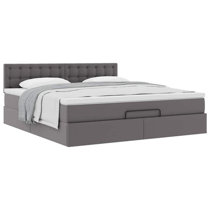 Struttura Letto Pouf con Materasso Grigio 180x200 cm Similpelle | homemem39