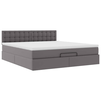 Struttura Letto Pouf con Materasso Grigio 180x200 cm Similpelle | homemem39