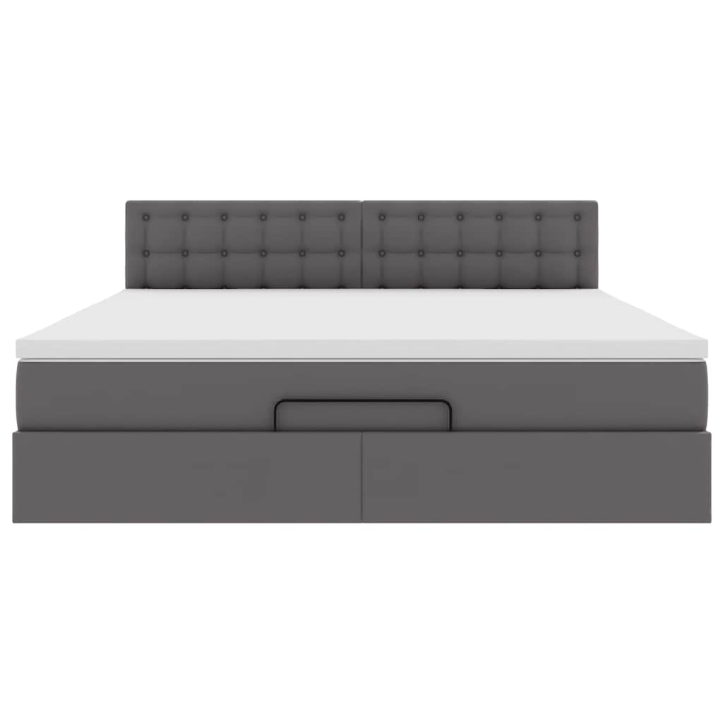 Struttura Letto Pouf con Materasso Grigio 180x200 cm Similpelle | homemem39