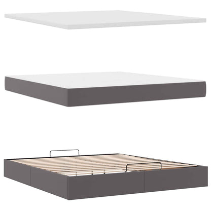 Struttura Letto Pouf con Materasso Grigio 180x200 cm Similpelle | homemem39