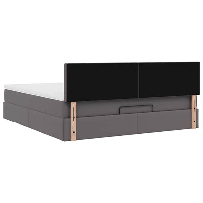 Struttura Letto Pouf con Materasso Grigio 180x200 cm Similpelle | homemem39