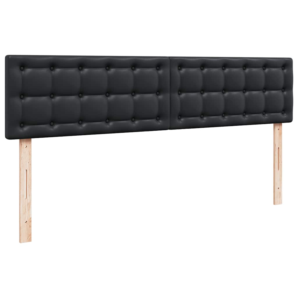 Struttura Letto Pouf con Materassi Nero 200x200 cm Similpelle